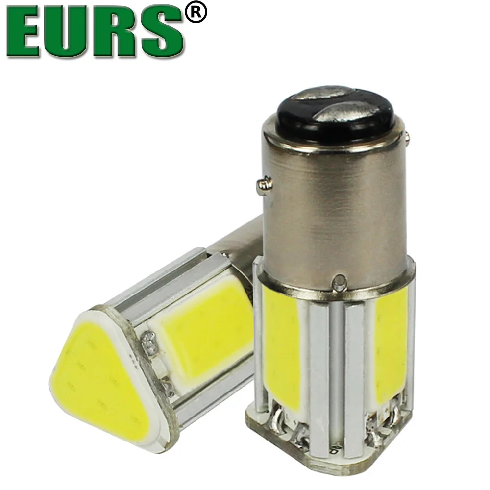 EURS 10PCS BA15D 1157 LED COB Auto Brake light White Car Turn signal lamps Reverse lights