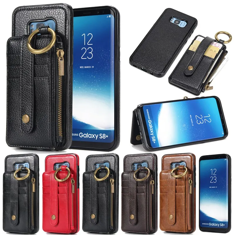 

Multifunction phone Case For Samsung Galaxy S9 S8 Plus G9500 2 in 1 Magnetic Wallet Detachable Leather Zipper Cover Shell