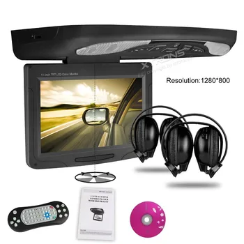 

11.3" HD Car Flip Down Monitor Roof Mounted DVD Player ,1280*800 Rotating Screen 270 Overhead Ceiling Monitor DVD USB SD Game