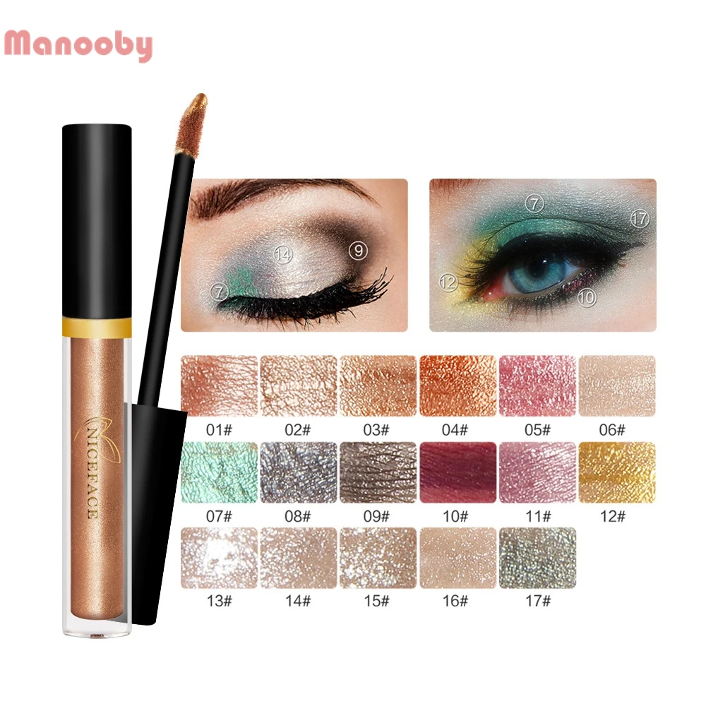 

Manooby 17 Colors Pearl Light Shiny Eye Shadow Liquid Silkworm Liquid Eyeshadow Makeup Shimmer Color Waterproof Eyes Cosmetic