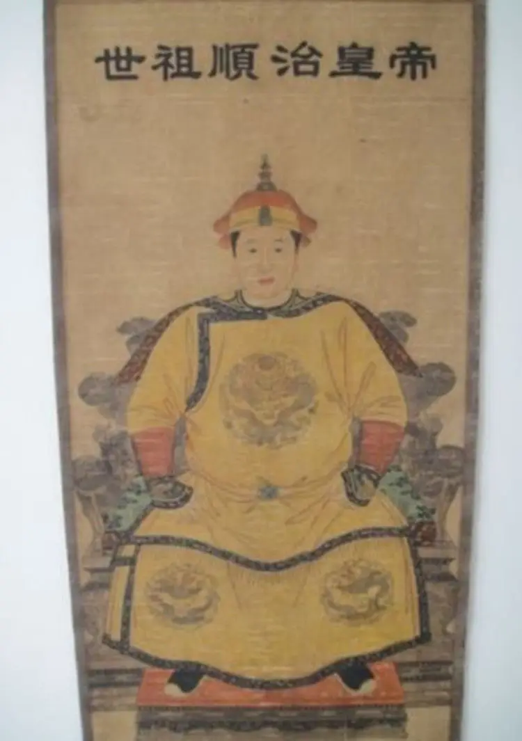 

China old painting scroll emperor Shunzhi Qing Dynasty vintage antique shunzhi