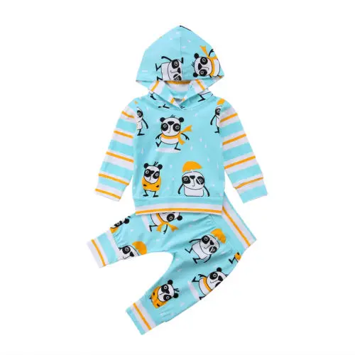 Newborn Infant Kids Baby Girl Boy Panda Hoody Tops+Long Pants Clothes Outfits 2Pcs | Детская одежда и обувь