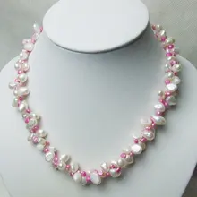 Внимание, пожалуйста, последние дни со скидкой! Красивое ожерелье с розовым и пресноводным жемчугом. 18"