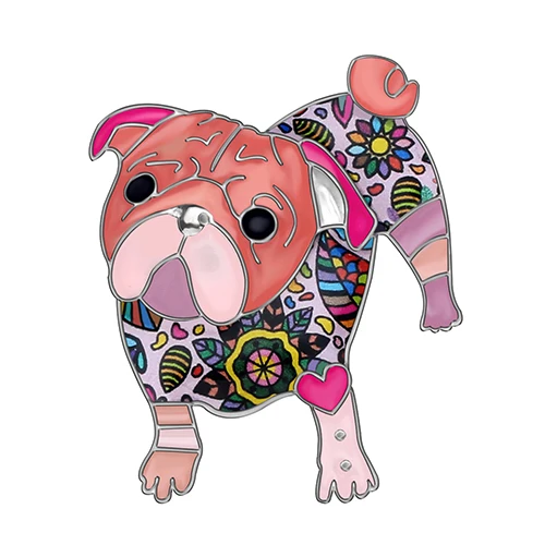 WEVENI сплав эмаль уникальный Мопс броши в форме собаки Модная одежда заколка на шарф модные украшения для домашних животных для женщин девочек подарок для подростков украшение - Окраска металла: Pink
