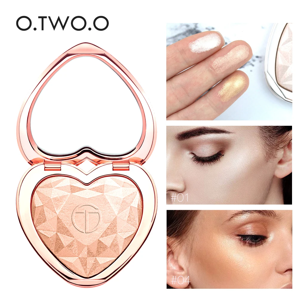 

O.TWO.O Shimmer Highlighter Powder Palette Face Contouring Makeup Highlight Face Bronzer Highlighter Brighten Skin 4 Colors