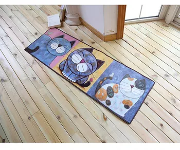 

New Sale Welcome Floor Mats Animal Cute Three Cats Printed Bathroom Kitchen Carpet House Doormats for Living Room Anti-Slip Rug