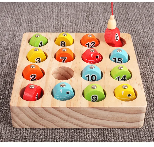 15pcs Set Digital Magnetic Fishing Toy Family Game 2 Rod 3d Fish Outdoor  Fun Baby Kids Wooden Toys Size 17.5*19*6 - Fishing Toys - AliExpress