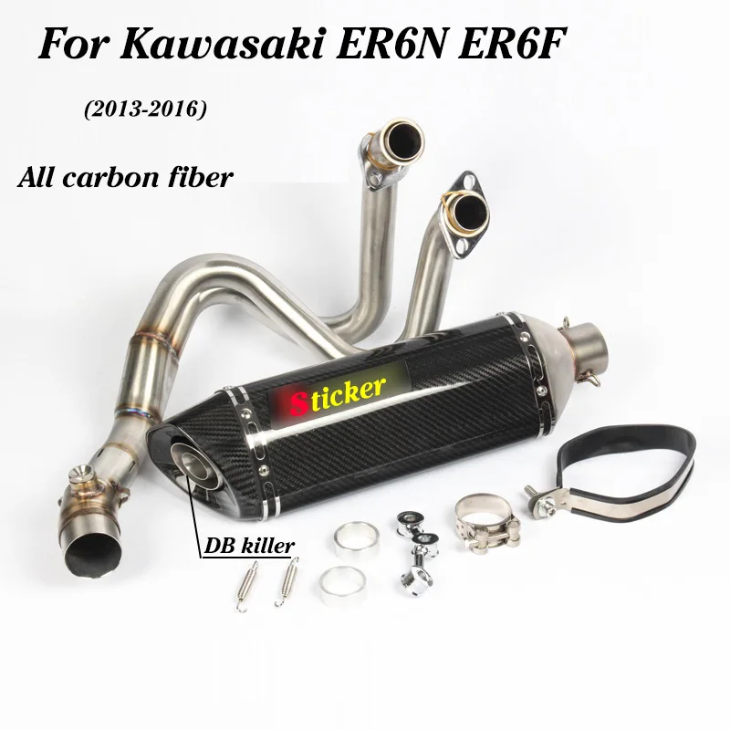 

Motorcycle Full Exhaust System Middle Front Header Pipe Slip on Muffler Pipe For Kawasaki ER6N ER6F Ninja 650F 650R 2013-2016