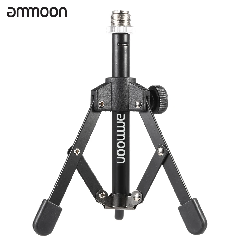 

ammoon MS-12 Mini Microphone Stand Foldable Adjustable Desktop Microphone Stand Tripod with MC5 Mic Clip Holder Bracket