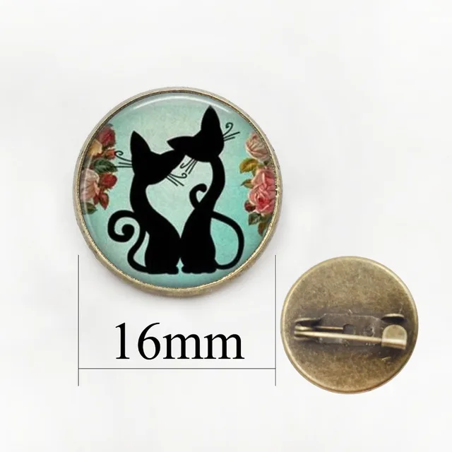 Cartoon Cat Brooches Lovely Crystal Jewelry Wearable Art Charms Baby Cat Glass Dome Animal Brooch Pins Cute Gifts