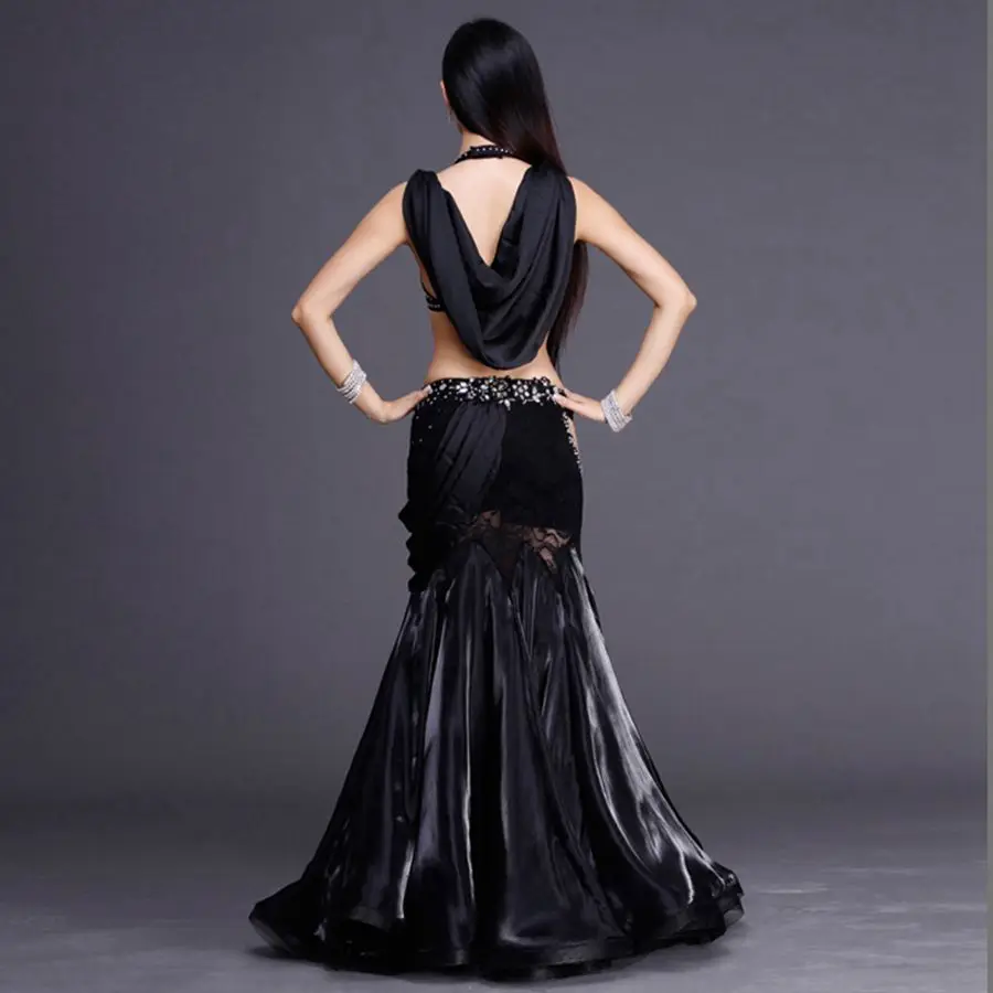

Luxury 2-piece Women Belly Dancer Costume Party Ballroom Dress Elegant Princess Stage Performance Clothing White Free Shipping