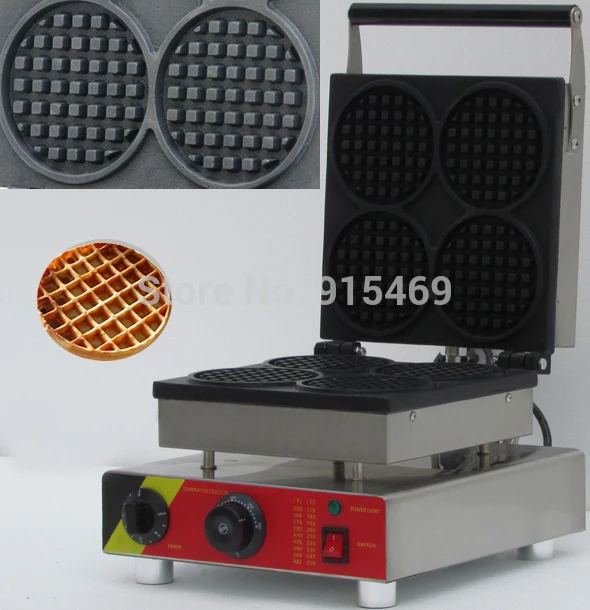 Free Shipping 110v 220v Electric Commercial Round Waffle Maker Iron