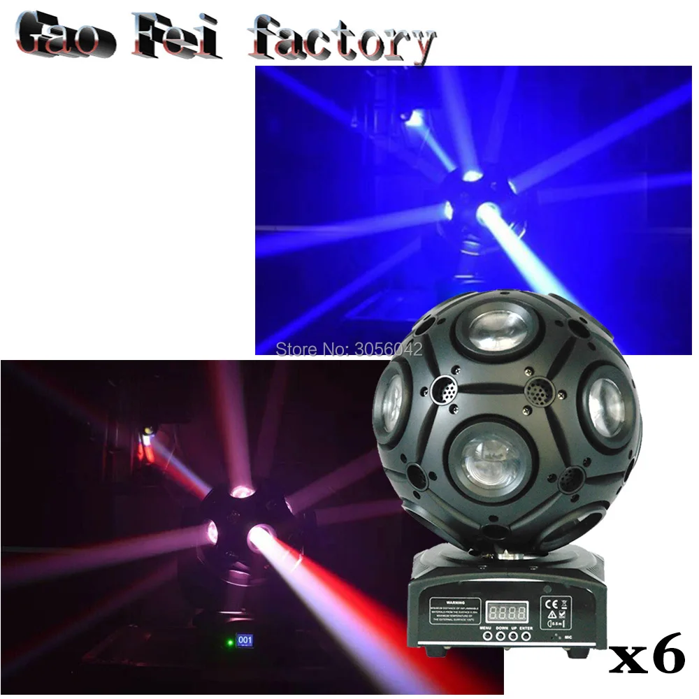 

6pcs/lot RGBW LED Football Moving head Beam light Effect Disco DJ Bar Effect UP Lighting Show DMX Strobe for Party KTV