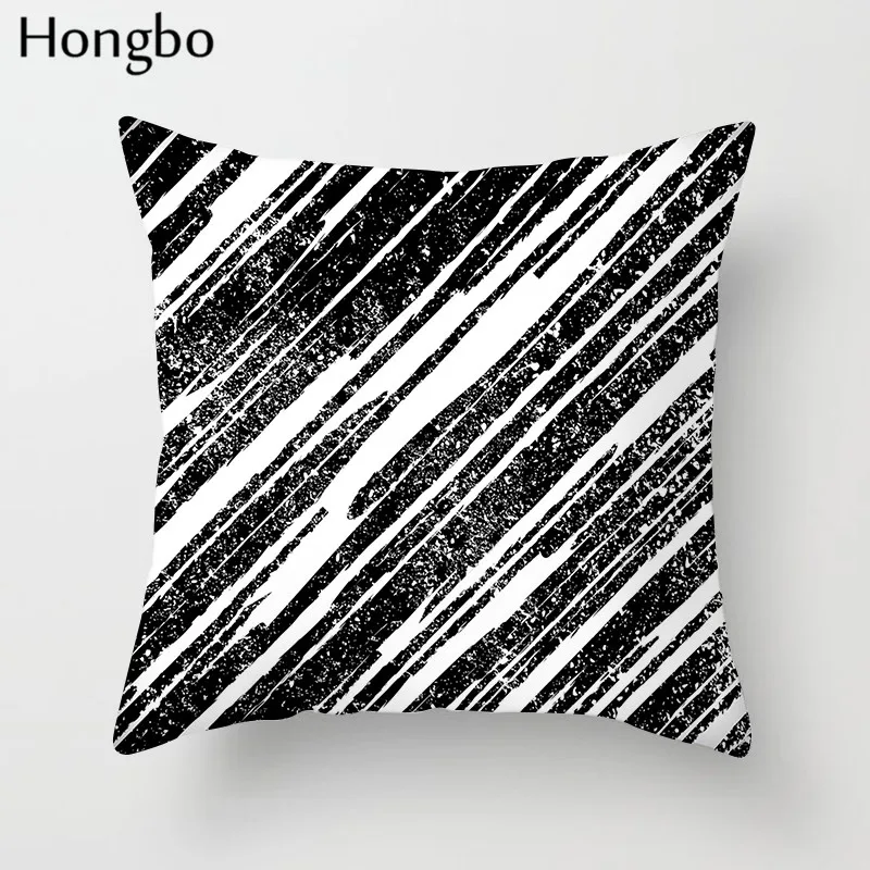 Hongbo геометрический чехол для подушки черно белый полиэстеровый в полоску