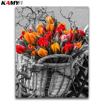 

Full Round Diamond mosaic flowers DIY 3D Diamond painting bicycle Full Square Diamond embroidery Cross stitch tulip