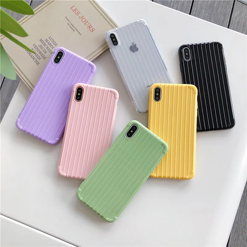 

Candy Color Soft TPU Phone Case For iPhone XR Case For iPhone 7 8 6 6s Plus X Xs Max Luxury 3D Suitcase Trunk Style Back Cover