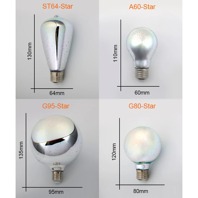 Светодиодный светильник лампы 3D лампы светодиодные украшения E27 4W 220-240V праздничный светильник s ST64 G95 G80 G125 A60 Новинка christmaslamp Lamparas