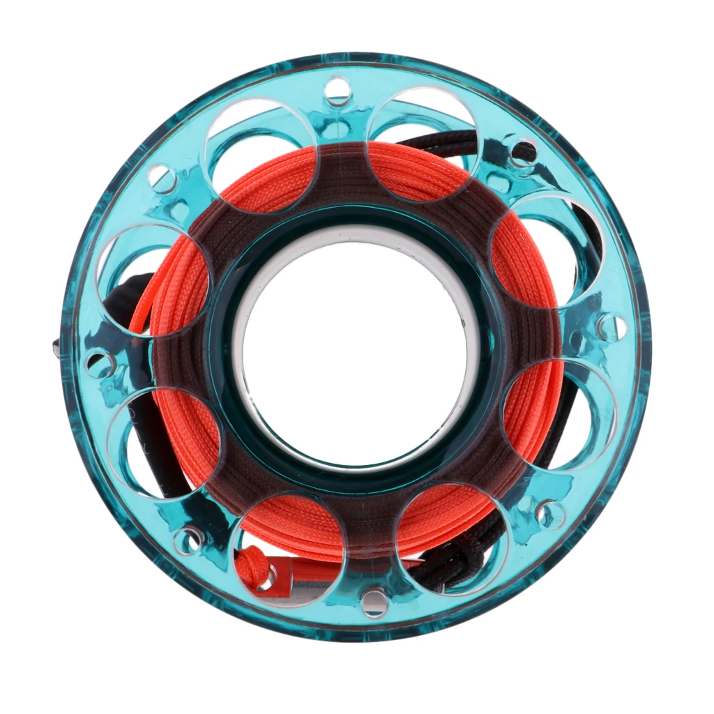 Scuba Diving Reel Spool Finger 15M/49ft Line Reels Double End Snap Bolt Swivel Clip Underwater Dive Safety Equipment