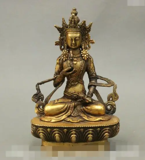 

S4492 6" Tibet Collect Buddhist Bronze Gilt Vajrasattva Bodhisattva God Buddha Statue