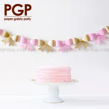 [PGP] розовая Золотая гирлянда с бантиком, для новобрачных, вечеринка в честь новорождённого помолвки принцесса Сладкая 16 девочек дети 1-й 2-й 3й Минни баннер Единорог