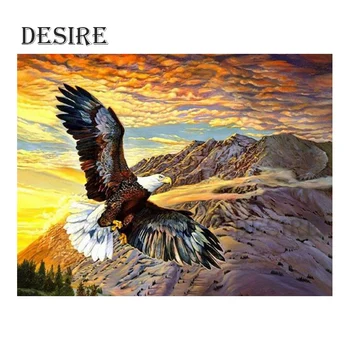

EASHRU Diamond Painting Cross Stitch Mountain Eagle Flying Round Drill Mosaic Picture Rhinestone DIY Diamond Embroidery PT2057