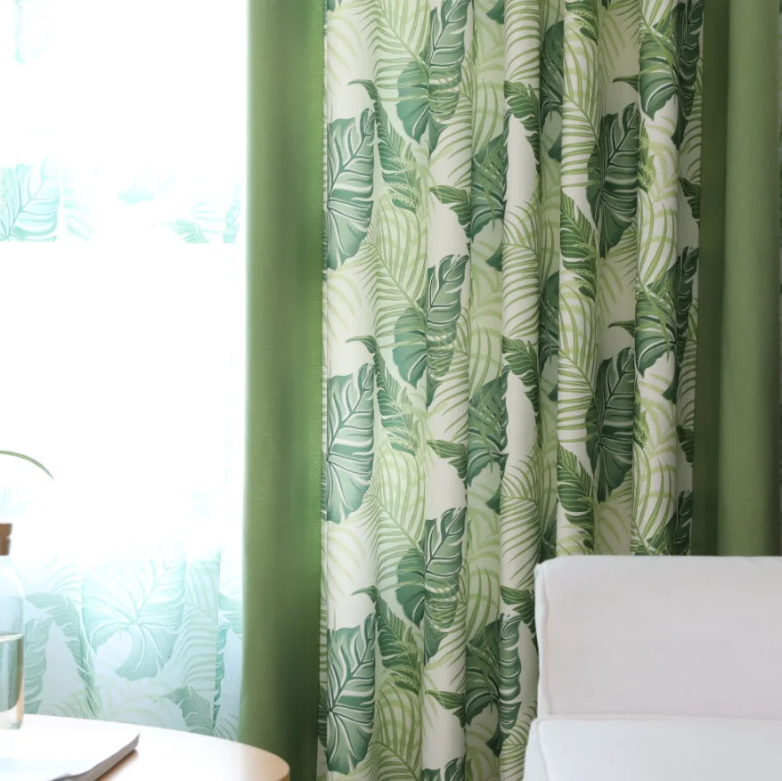 

2018 Tropical Rainforest New Simple Korean Garden Fresh Cotton Printed Curtains Screens Curtains for Living Dining Room Bedroom