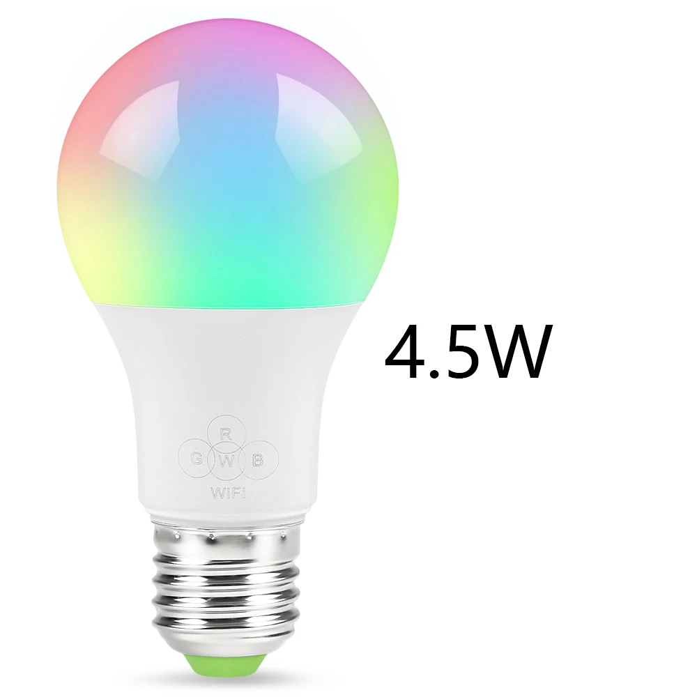 Интеллектуальная беспроводная(Wi-Fi) лампочка светодиодный светильник RGB 4,5 W/6,5 Вт электрическая лампочка с регулируемой яркостью Wake-Up совместим с Alexa и Google Assistant - Цвет: 4.5W