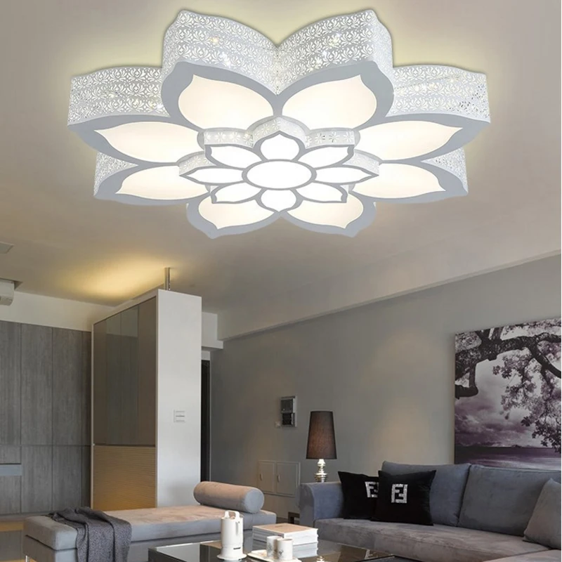 

New pattern Double layer large lotus type ceiling lamp, RGB+ white light +warm light intelligent control / hardware iron shell