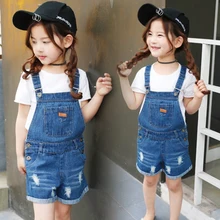 Rlyaeiz летние дети детские комбинезоны для девочек джинсовые шорты; деним Повседневная одежда на подтяжках для девочек джинсовые шорты; деним For2-11 возраст