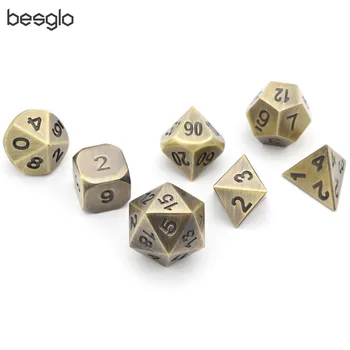 

Ancient Bronze Solid Metal Polyhedral DND Dice Set of 7 Metal RPG Role Playing Game Dice for RPG MTG Board Games