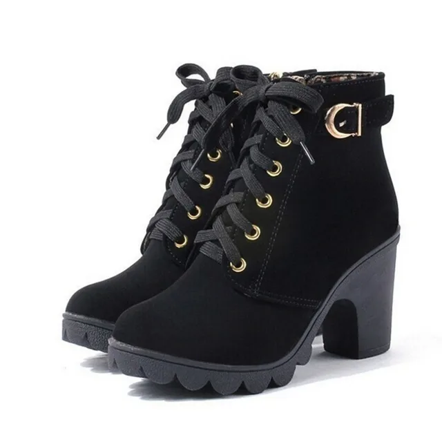 High Quality Lace-up Leather Boots - Fashion Trendy Shop