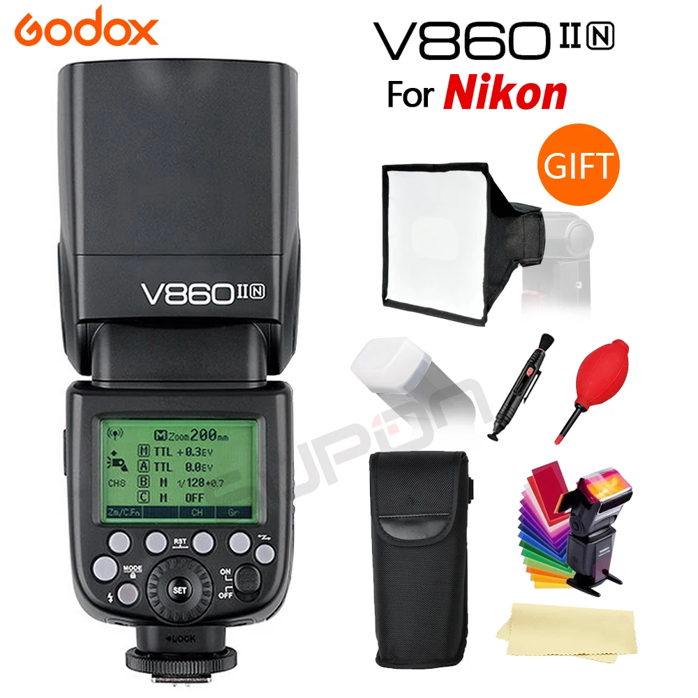 Godox Вспышка V860II N GN60 i TTL HSS 1/8000s Speedlite Flash li ion батарея для камер Nikon DSLR Бесплатная