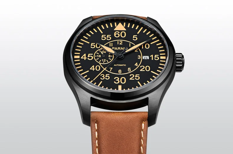 Parnis 44 мм механические часы Miyota 21 Jewels большой Пилот военные часы Автоматические Мужские часы сапфировое стекло наручные часы