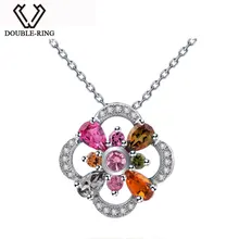 DOUBLE-R Реальный 925 Серебряный кулон Для женщин Турмалин Ожерелья для мужчин Подвески День Святого Валентина Ювелирные украшения индивидуальные CAP02433A