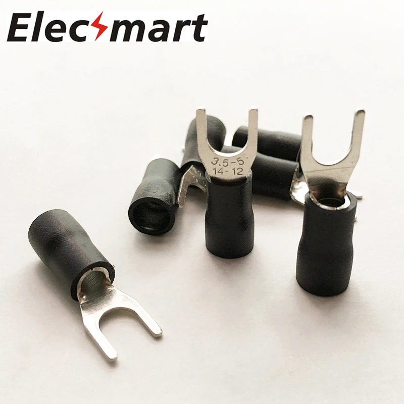 SV3.5 5 Copper Spade Fork Insulated Wire Connector Electrical Crimp Terminal Cable Wire