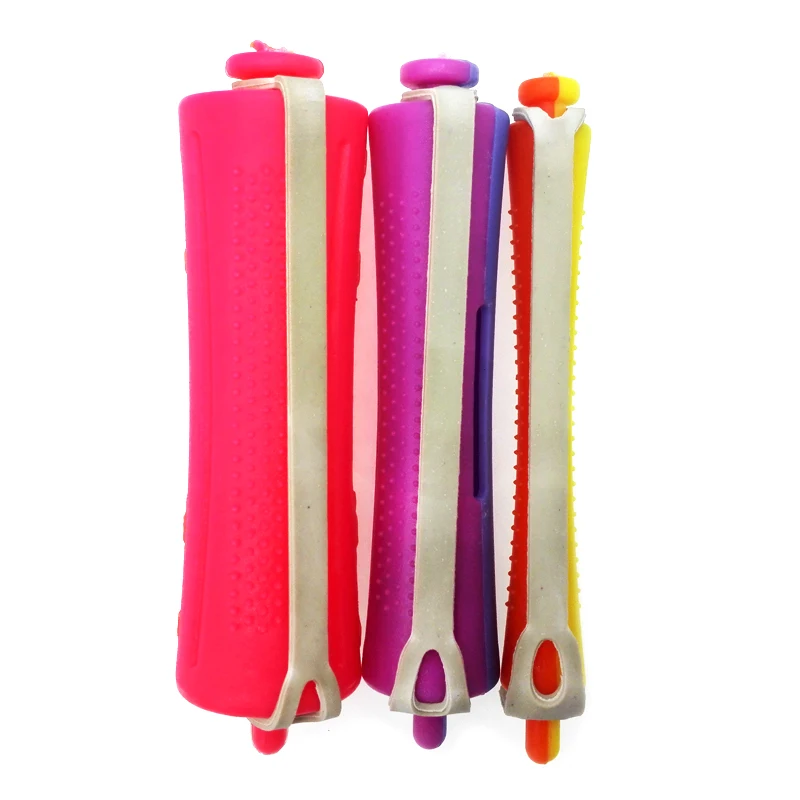 30pcs/set 3 Size Perm Rod with Rubber Band Hair Curlers Rollers Plastics Hollow Core Flexi Rod Wave Fluffy Corn Hair Maker UN427