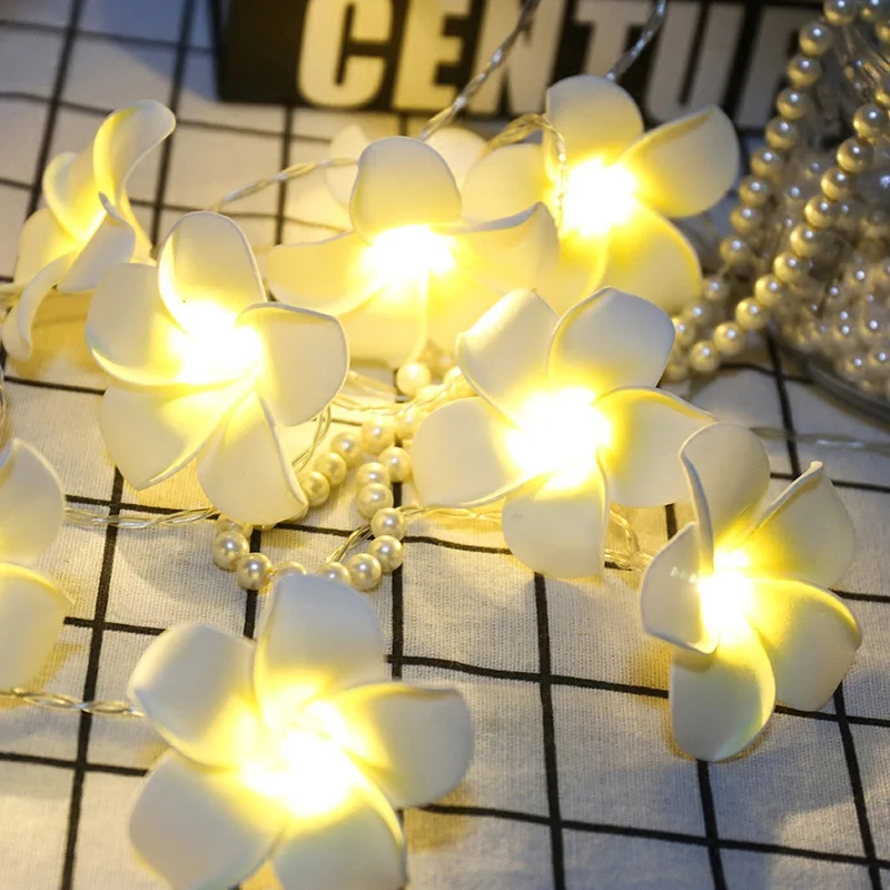 20 led garland frangipani string lights creative diy paper flower string lights