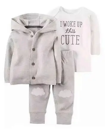 

NEW Spring autumn baby boy clothes coat + long sleeve t-shirt + pant 3 pcs infant boy clothing set, rompers bebe fashion kids cl