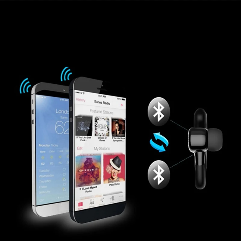 Бизнес Bluetooth наушники Mic Handsfree звонки гарнитура спортивные стерео подключение с 2
