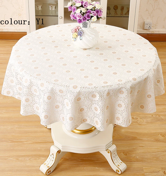 High quality fashion European rounded lace PVC tablecloth tea pad small