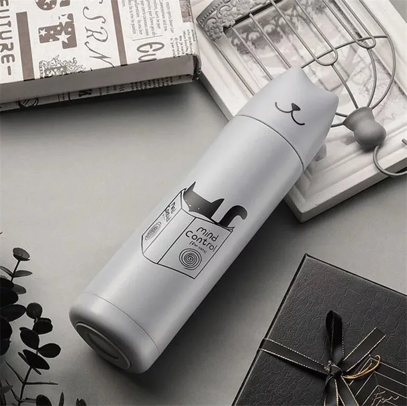 500ml Cute Cat Thermos Cup VacuumThermal Mug Flasks Thermos Lovers Thermos Stainless Steel Coffee Bottle Drink Travel Bottle 6