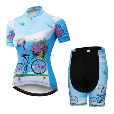 Быстросохнущие летние велосипедные комплекты из полиэстера, быстросохнущие майки для велоспорта, дышащая подкладка, нагрудник, женские штаны с цветочным принтом - Цвет: CD5813