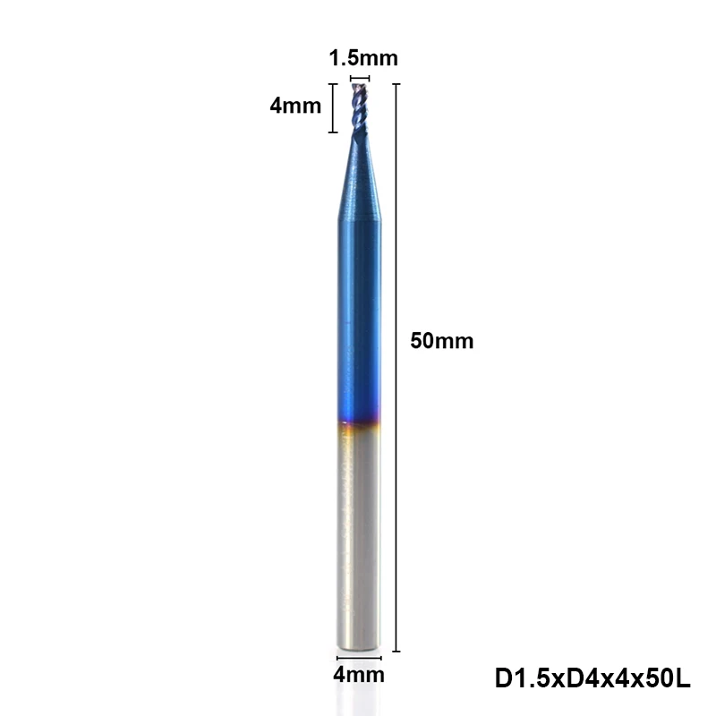 XCAN 1 шт. 1-12 мм с синим покрытием 3 флейты карбида концевые фрезы алюминиевый режущий фрезы Спиральные Фрезы с ЧПУ Концевая фреза - Длина режущей кромки: 1pc D1.5xD4x4x50L