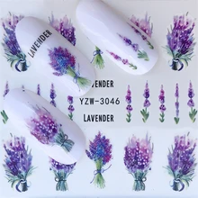 FWC Nail Stickers on Nails Blooming Flower Stickers for Nails Lavender Nail Art Water Transfer Stickers Decals