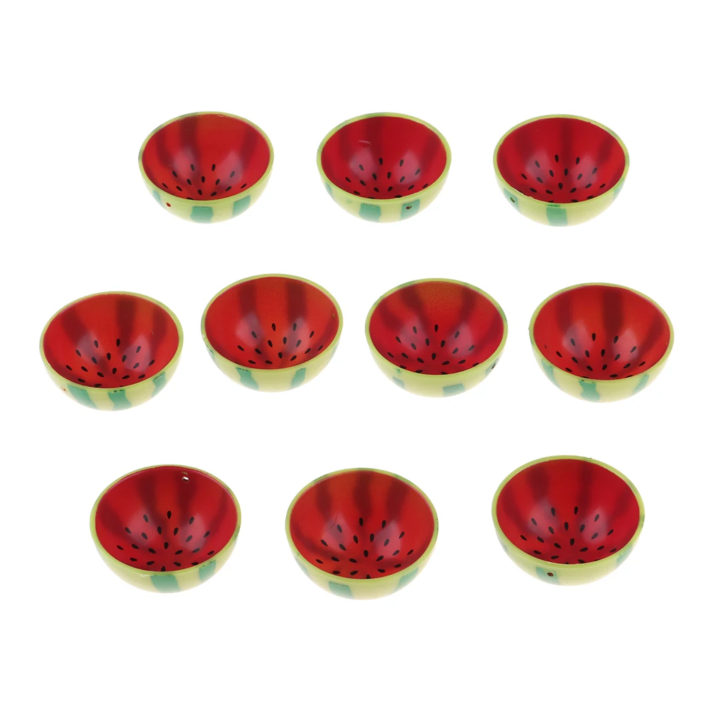 Set of 10 Pieces Miniature Watermelon Fruit Bowl Tableware for 1/6 Dolls House Kitchen or Dining Table Decor Pretend Play