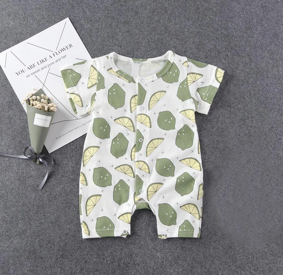 2colors Cute Baby Girl Romper Baby Boy Summer Outfit Soft Cotton Lemon