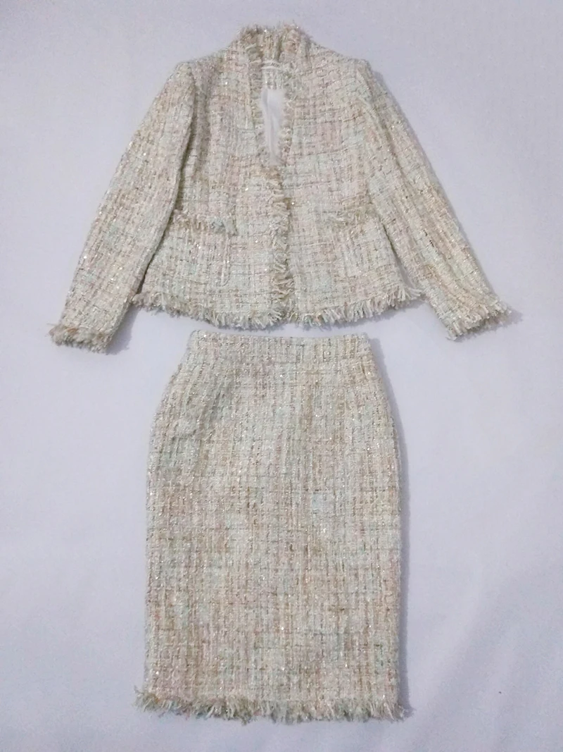 Women's skirt suit Professional tweed jacket + skirt 2020 spring / autumn / winter women's jacket ladies 2 piece skirt suit