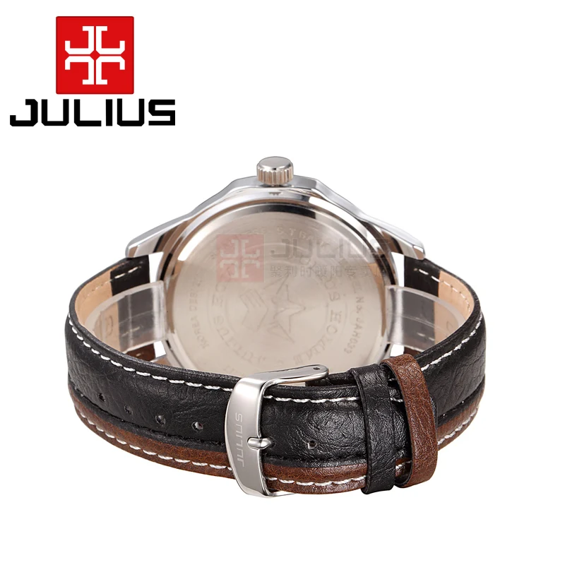 Топ Julius мужские наручные часы Япония кварцевые часы Авто Дата хит смешанные цвета модные кожаные мальчик Ретро подарок на день рождения 033