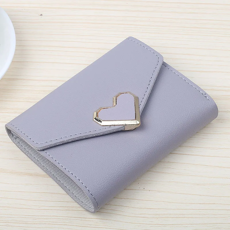 

2019 New Women's Wallet Short Leather Bag Stitching Wallet Clutch Bag Multi-function Multi-card Position Heart-shaped