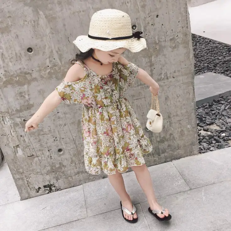 

2019 new style girls printed dress fashion cotton summer girls dresses 2-7t A572
